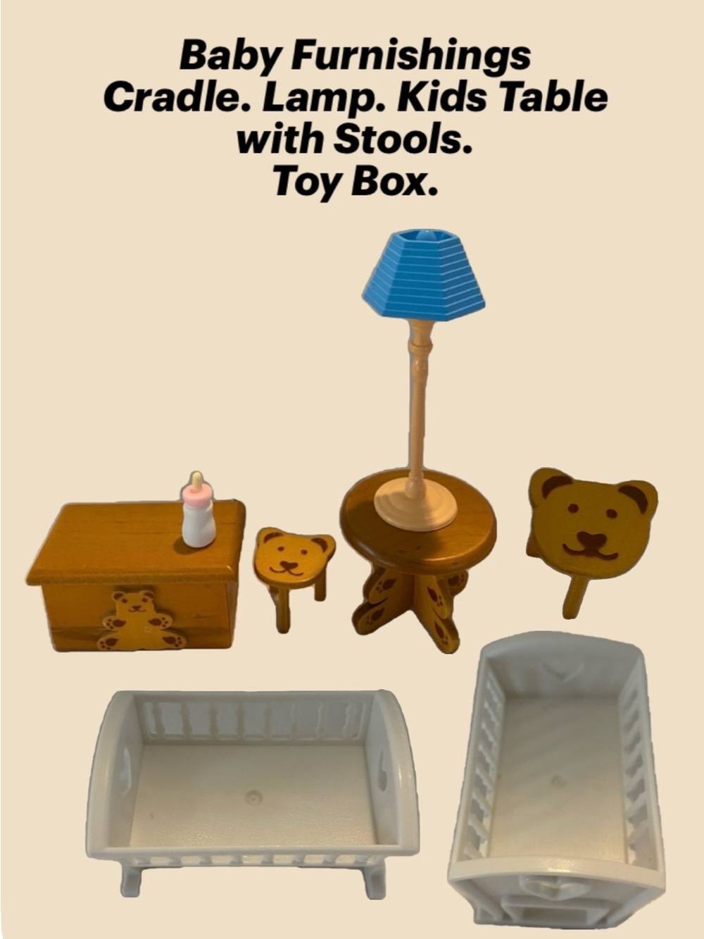Wooden Kids Toy Nursery Set - Brown & Blue